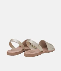 RIA Glam Metallic Woven Champagne Abarca Sandal