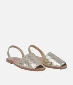 RIA Glam Metallic Woven Champagne Abarca Sandal