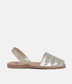 RIA Glam Metallic Woven Champagne Abarca Sandal