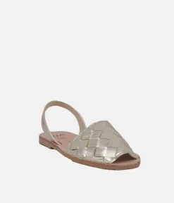RIA Glam Metallic Woven Champagne Abarca Sandal