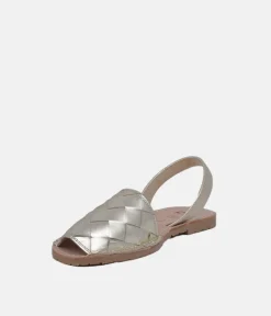 RIA Glam Metallic Woven Champagne Abarca Sandal