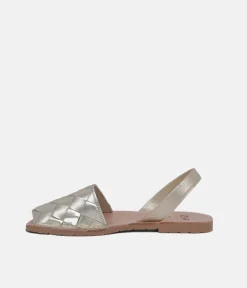 RIA Glam Metallic Woven Champagne Abarca Sandal