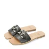 RIA Luxurious Black Leather Slip On Sandals