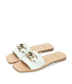 RIA Luxurious White Leather Slip On Sandals
