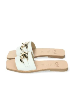 RIA Luxurious White Leather Slip On Sandals
