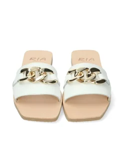 RIA Luxurious White Leather Slip On Sandals