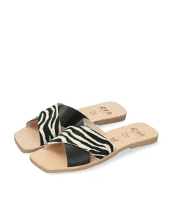 RIA Luxurious Zebra Leather Slip On Sandals