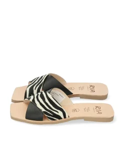 RIA Luxurious Zebra Leather Slip On Sandals
