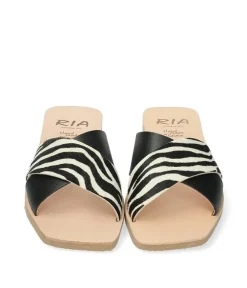 RIA Luxurious Zebra Leather Slip On Sandals