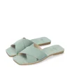 RIA Plush Green Suede Criss Cross Sandals