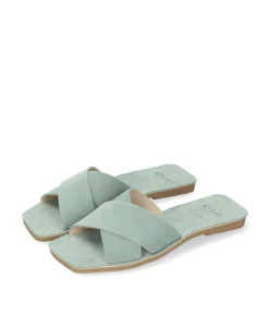 RIA Plush Green Suede Criss Cross Sandals