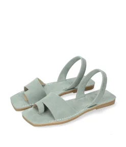 RIA Plush Green Suede Toe-Post Abarca Sandals