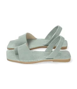 RIA Plush Green Suede Toe-Post Abarca Sandals