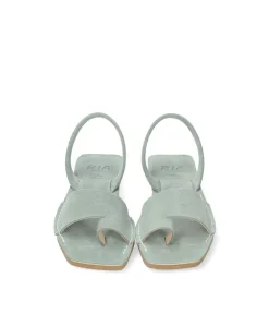 RIA Plush Green Suede Toe-Post Abarca Sandals