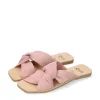 RIA Plush Pink Suede Criss Cross Sandals