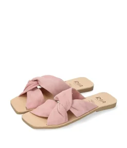 RIA Plush Pink Suede Criss Cross Sandals