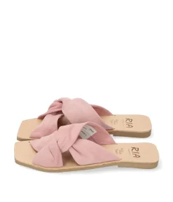 RIA Plush Pink Suede Criss Cross Sandals