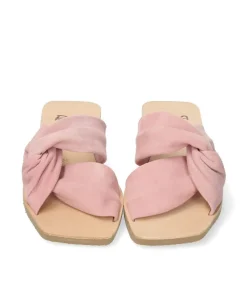 RIA Plush Pink Suede Criss Cross Sandals