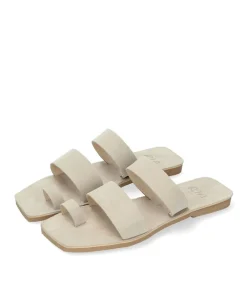 RIA Stylish Beige Suede Toe-Post Sandals