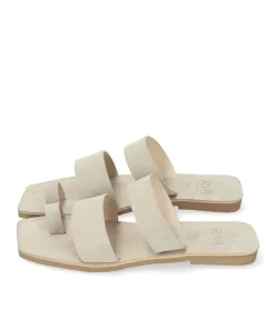RIA Stylish Beige Suede Toe-Post Sandals