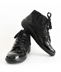 Semler Deluxe Floral Patent/Velour Ankle Boots