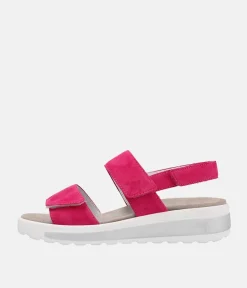 Semler Fashionable Hot Pink Suede Wedge Sandals