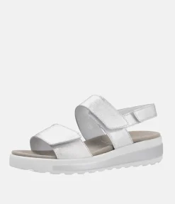 Semler Fashionable Quilted Metallic Silver Wedge Sandals