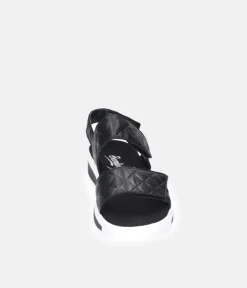 Semler Fashionable Quilted Black Wedge Sandals