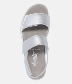 Semler Fashionable Quilted Metallic Silver Wedge Sandals