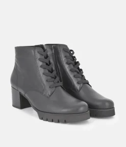 Semler Luxurious Black Leather Block Heel Ankle Boots