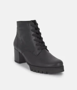 Semler Luxurious Black Leather Block Heel Ankle Boots