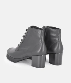 Semler Luxurious Black Leather Block Heel Ankle Boots