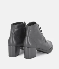 Semler Luxurious Black Leather Block Heel Ankle Boots