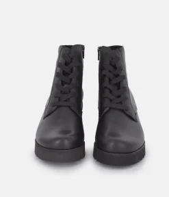 Semler Luxurious Black Leather Block Heel Ankle Boots