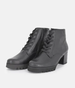 Semler Luxurious Black Leather Block Heel Ankle Boots