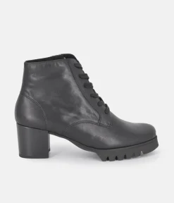 Semler Luxurious Black Leather Block Heel Ankle Boots