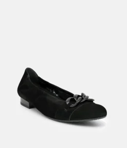 Semler Luxurious Black Suede Low Heel Slip on Shoes