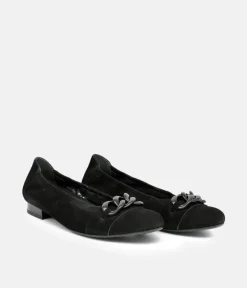 Semler Luxurious Black Suede Low Heel Slip on Shoes