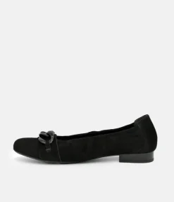 Semler Luxurious Black Suede Low Heel Slip on Shoes