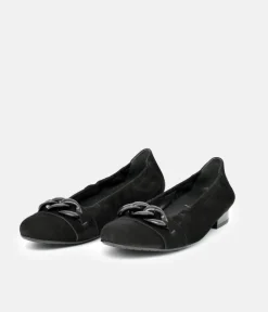 Semler Luxurious Black Suede Low Heel Slip on Shoes