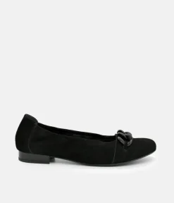 Semler Luxurious Black Suede Low Heel Slip on Shoes