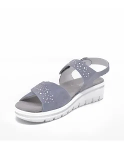 Semler Sky Blue Diamante Wedge Sandals