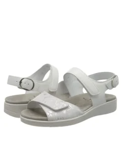 Semler Stylish White/Silver Flower Print Sandals