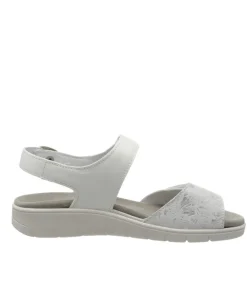 Semler Stylish White/Silver Flower Print Sandals