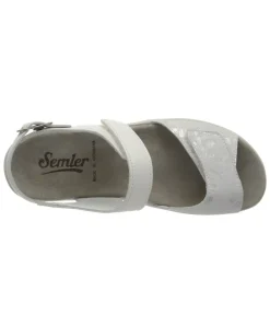 Semler Stylish White/Silver Flower Print Sandals