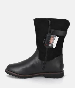 Sioux Premium Cosy Black Combi Midi Ankle Boots