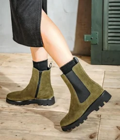 Sioux Premium Green Suede Ankle Boots