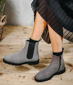 Sioux Premium Light Grey Suede Ankle Boots