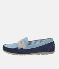 Sioux Pretty Blue/Navy Driving Moccasins