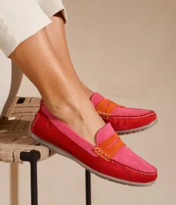 Sioux Pretty Pink Multi Driving Moccasins